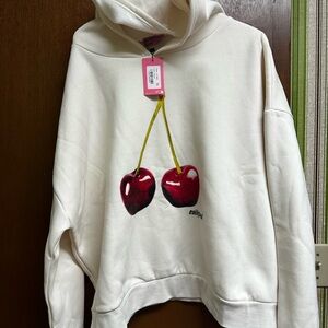 Edikted Cream Hoodie with Cherry Design